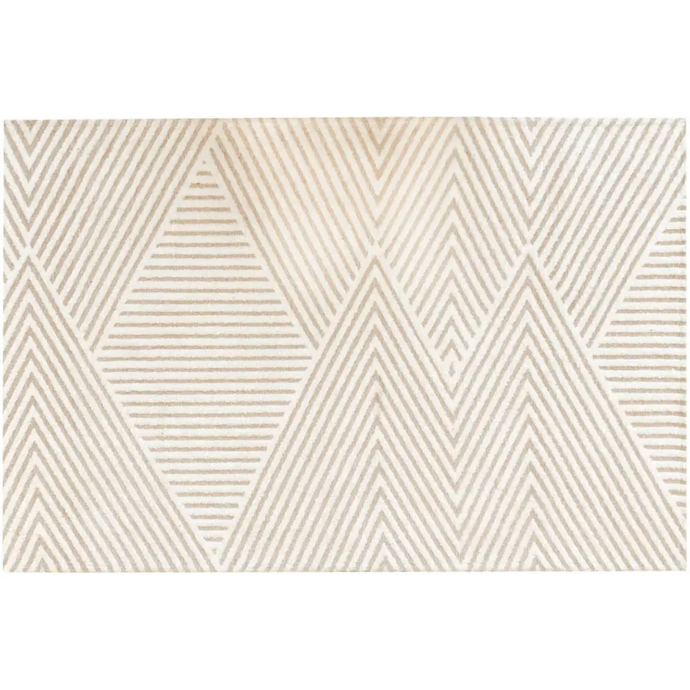 Waves Rug with Tassels - White, Cotton