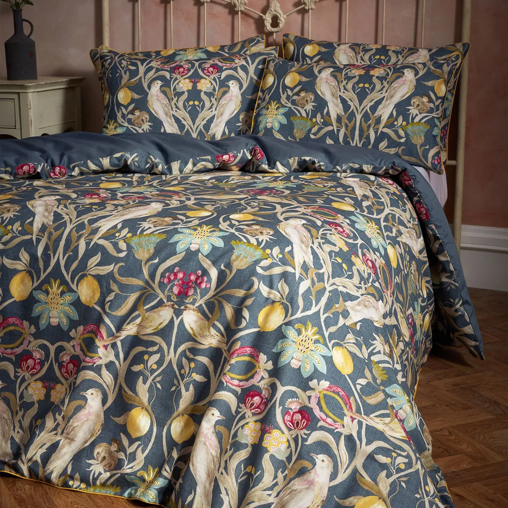 Liberty Songbird Double Duvet Cover Set - Navy, Cotton