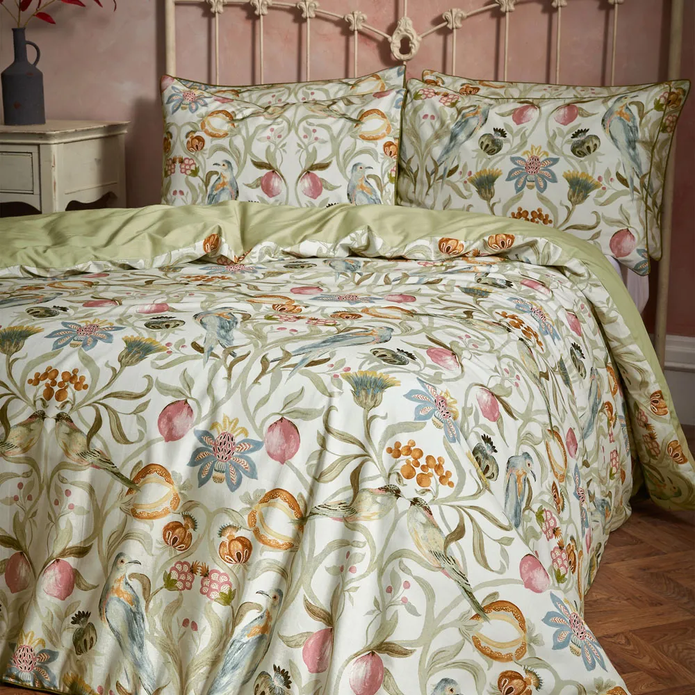 Liberty Songbird King Size Duvet Cover Set - Stone, Cotton