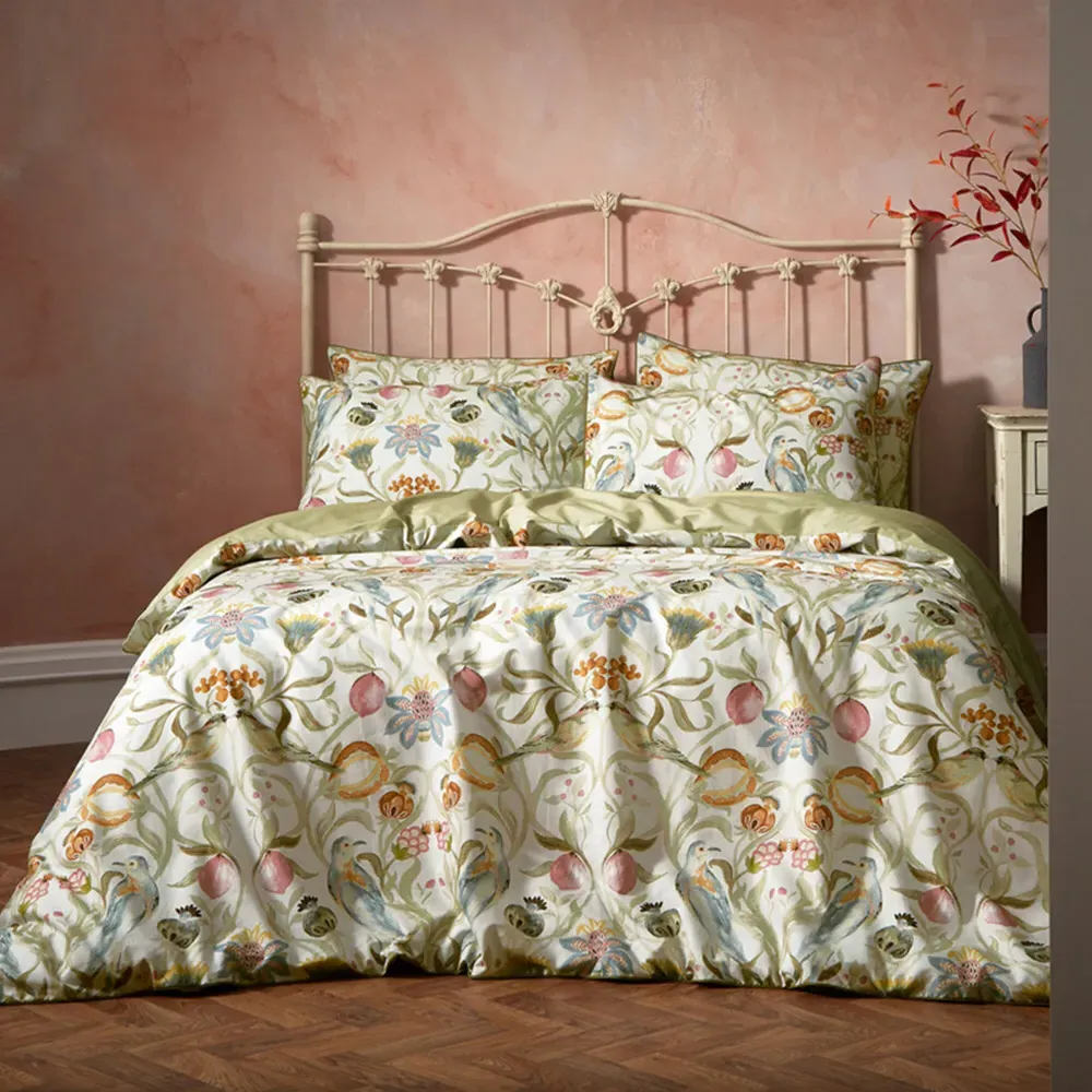 Liberty Songbird King Size Duvet Cover Set - Stone, Cotton