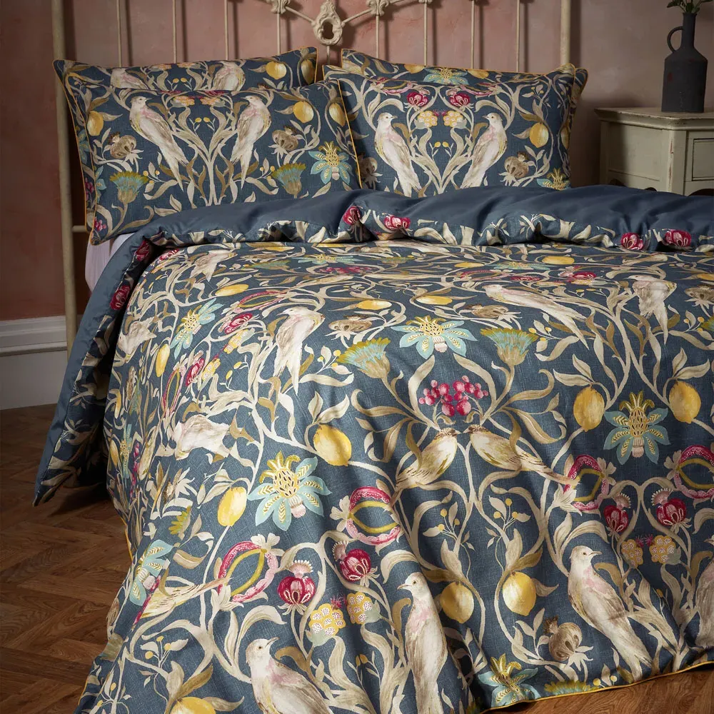 Liberty Songbird Super King Duvet Cover Set - Navy, Cotton