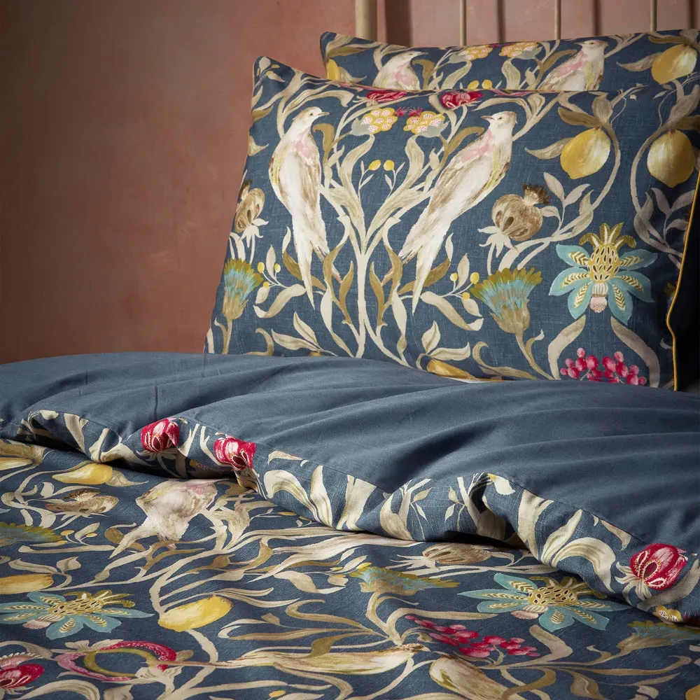 Liberty Songbird Super King Duvet Cover Set - Navy, Cotton
