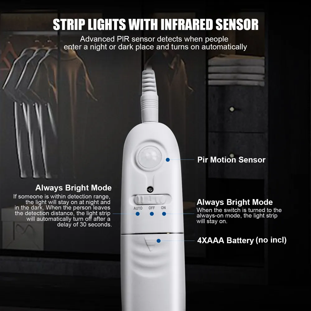 1.7W LED Infrared Sensor Strip Light 1m - Warm White