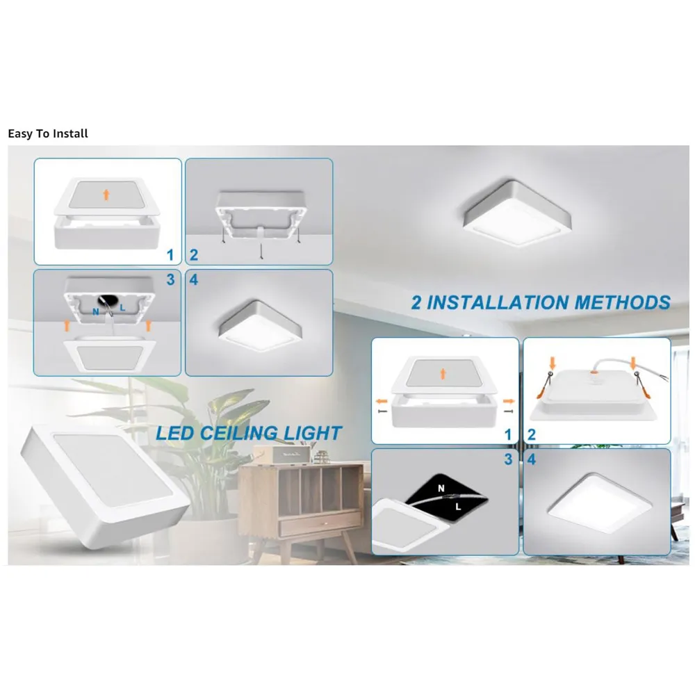 18W LED Square Integrated Ceiling Light - White