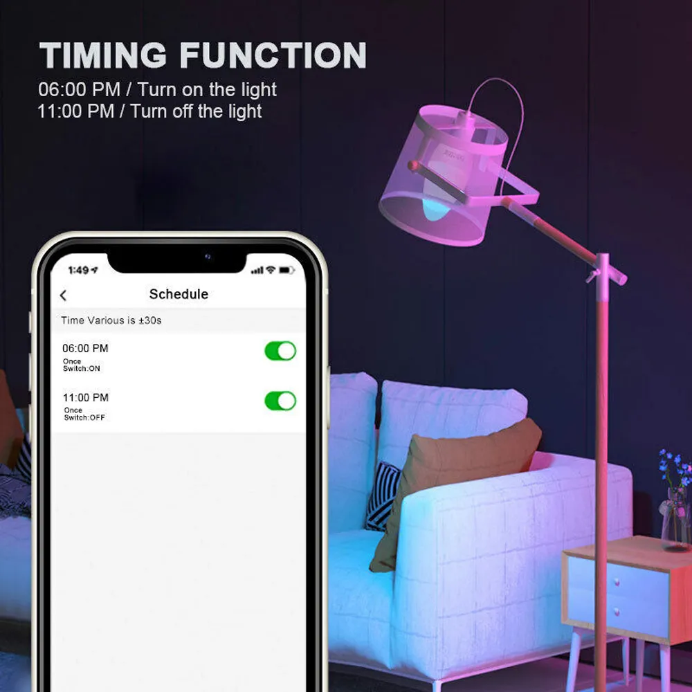 2 Pack E14 6W WiFi LED Smart Light Bulb - Multicolour