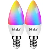 2 Pack E14 6W WiFi LED Smart Light Bulb - Multicolour