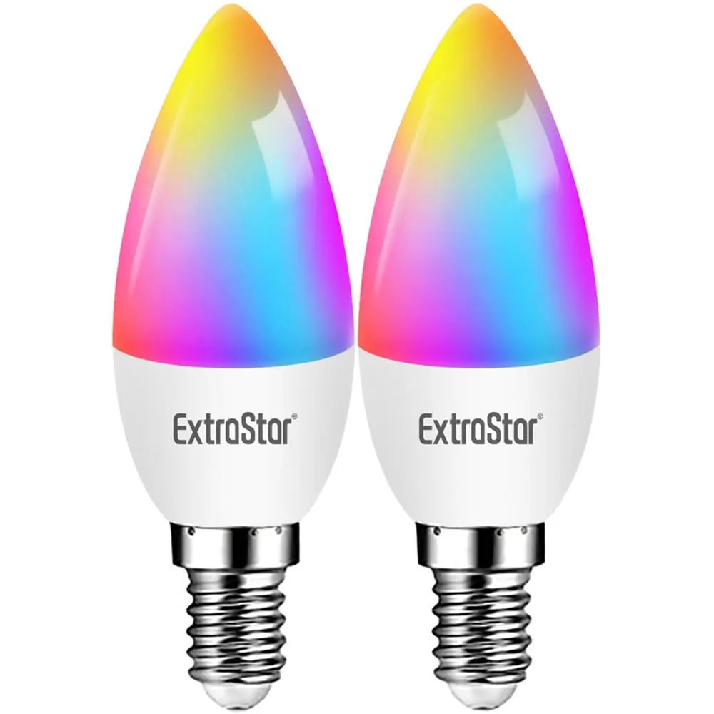 2 Pack E14 6W WiFi LED Smart Light Bulb - Multicolour image