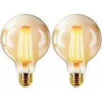 2 Pack E27 6W G125 Ball LED Light Bulb - Yellow