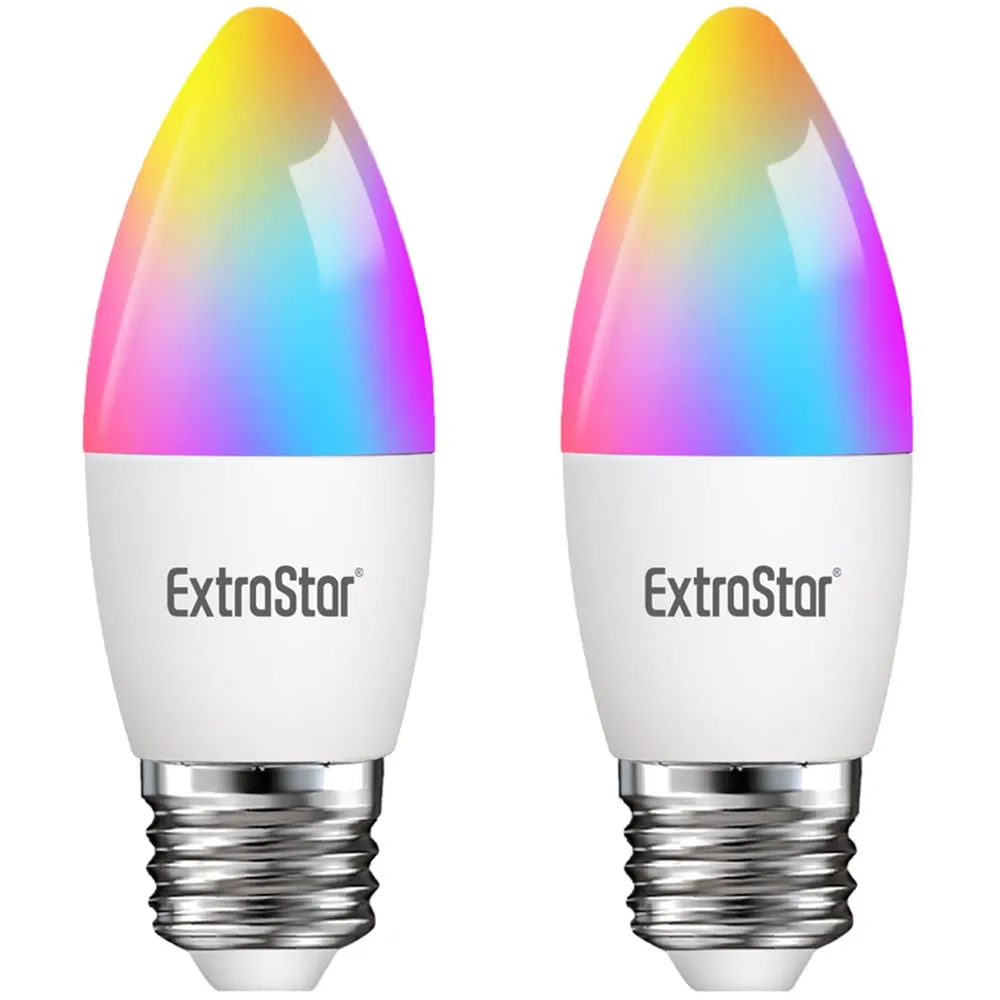 2 Pack E27 6W WiFi LED Smart Light Bulb - Multicolour