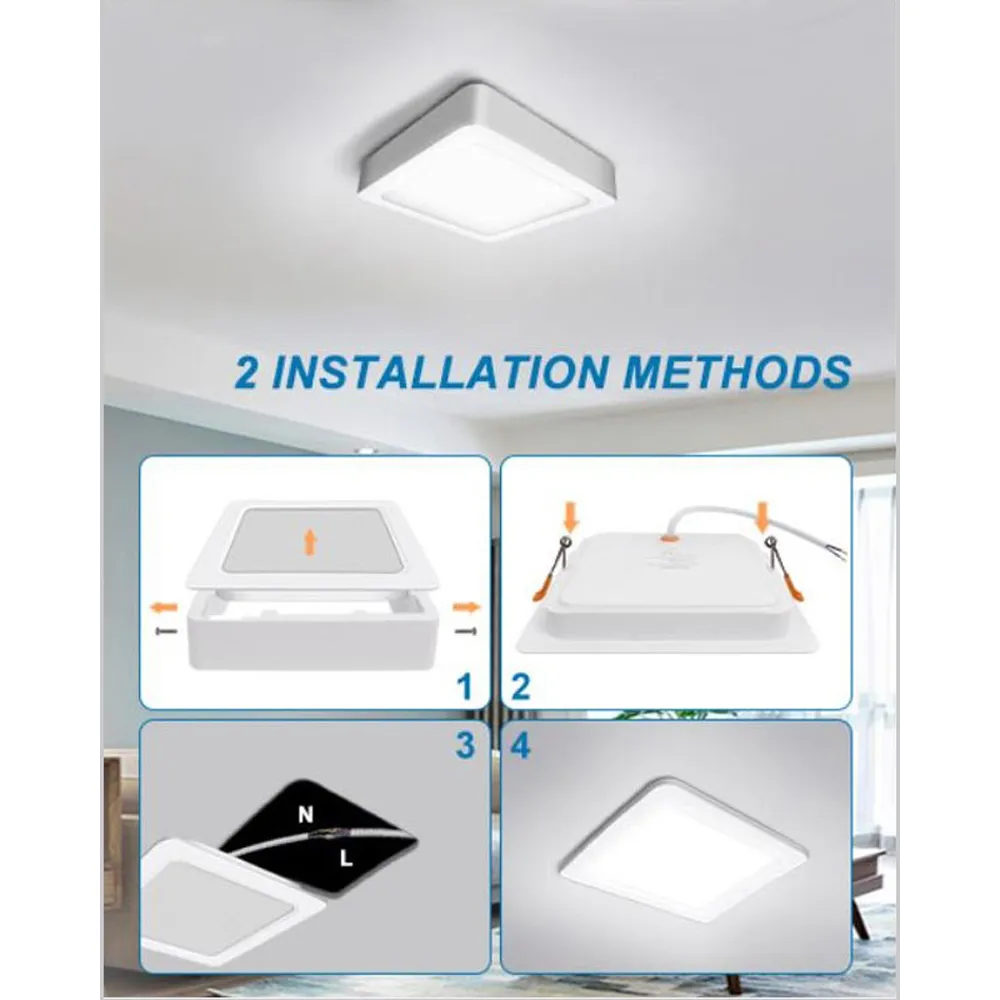 24W LED Square Integrated Ceiling Light - White