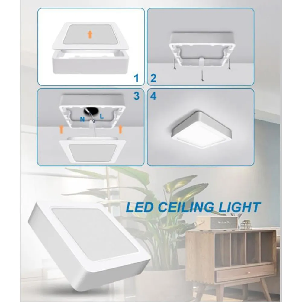 24W LED Square Integrated Ceiling Light - White