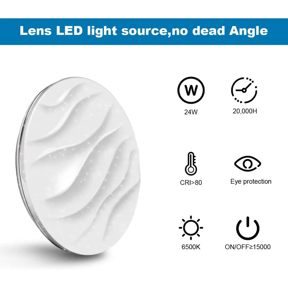 24W Wave Flush Mount LED Ceiling Light - White