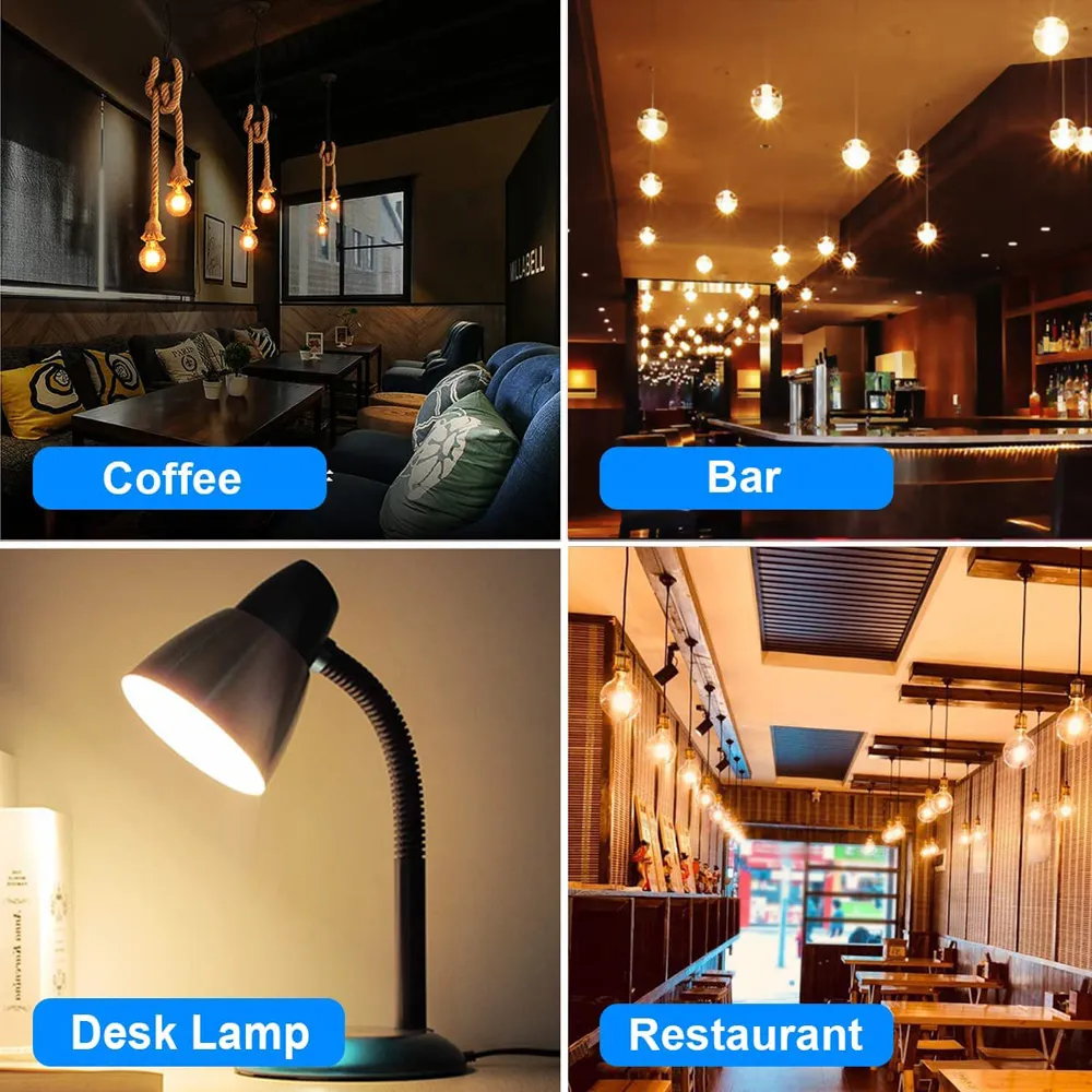 3 Pack E27 6W G125 Ball LED Light Bulb - Yellow