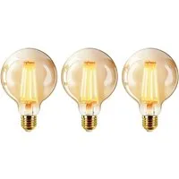 3 Pack E27 6W G125 Ball LED Light Bulb - Yellow