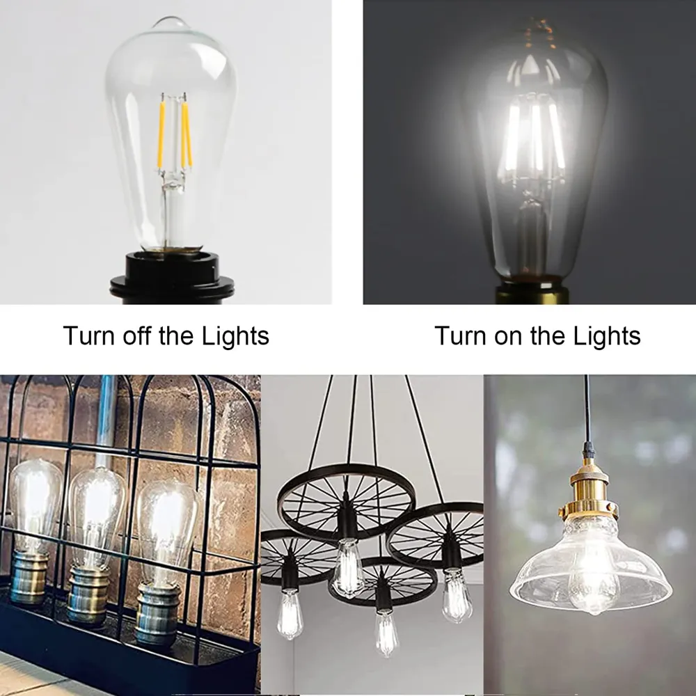 4 Pack 8W Vintage Filament Light Bulb - White