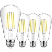 4 Pack 8W Vintage Filament Light Bulb - White