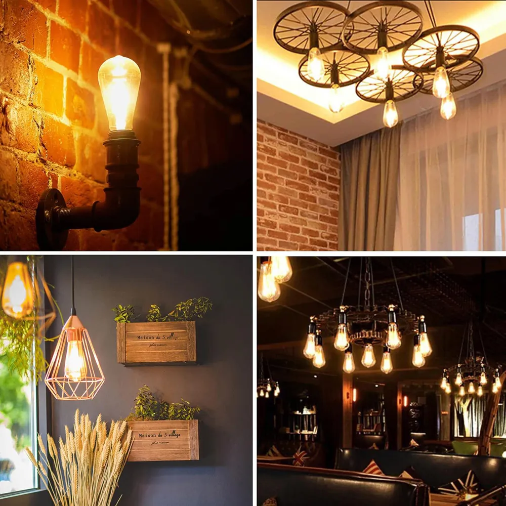 4 Pack 8W Vintage Filament Light Bulb - Yellow