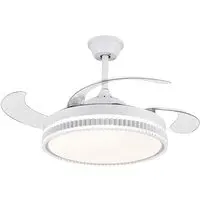 42 Inch Retractable Blades LED Ceiling Fan Light - White