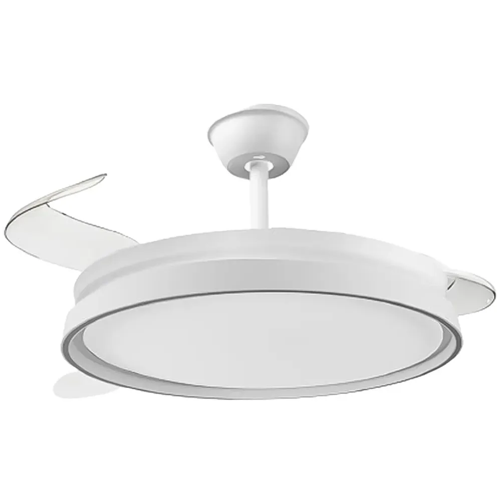 42 Inch Retractable Blades LED Ceiling Fan Light - White image