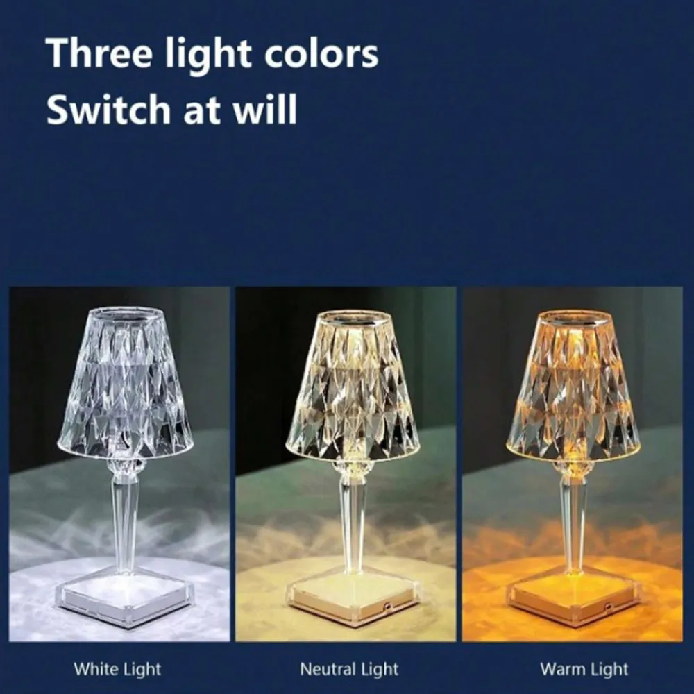 Acrylic Crystal Touch Control Dimmable Cordless LED Table Lamp