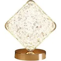 ASL-702 Rhombus Desk Lamp with USB Charging - Gold, Crystal