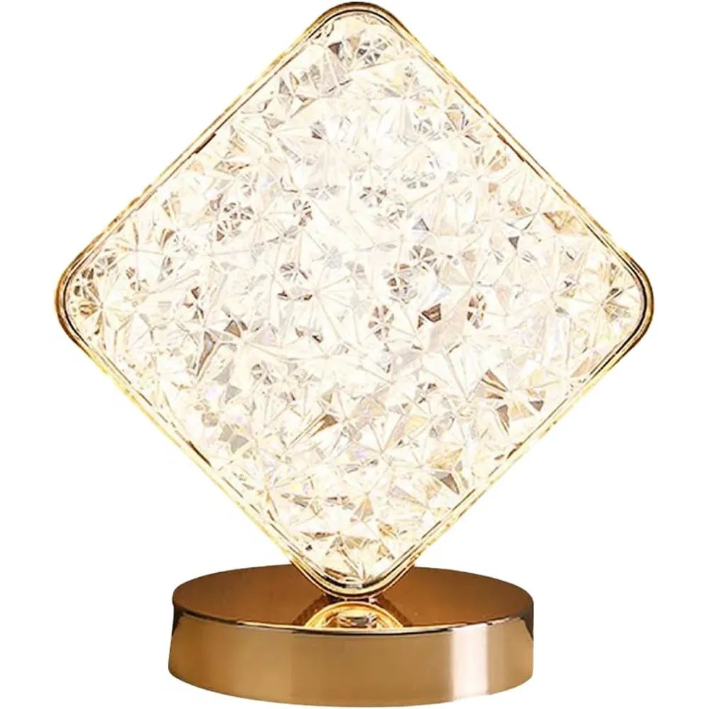 ASL-702 Rhombus Desk Lamp with USB Charging - Gold, Crystal image