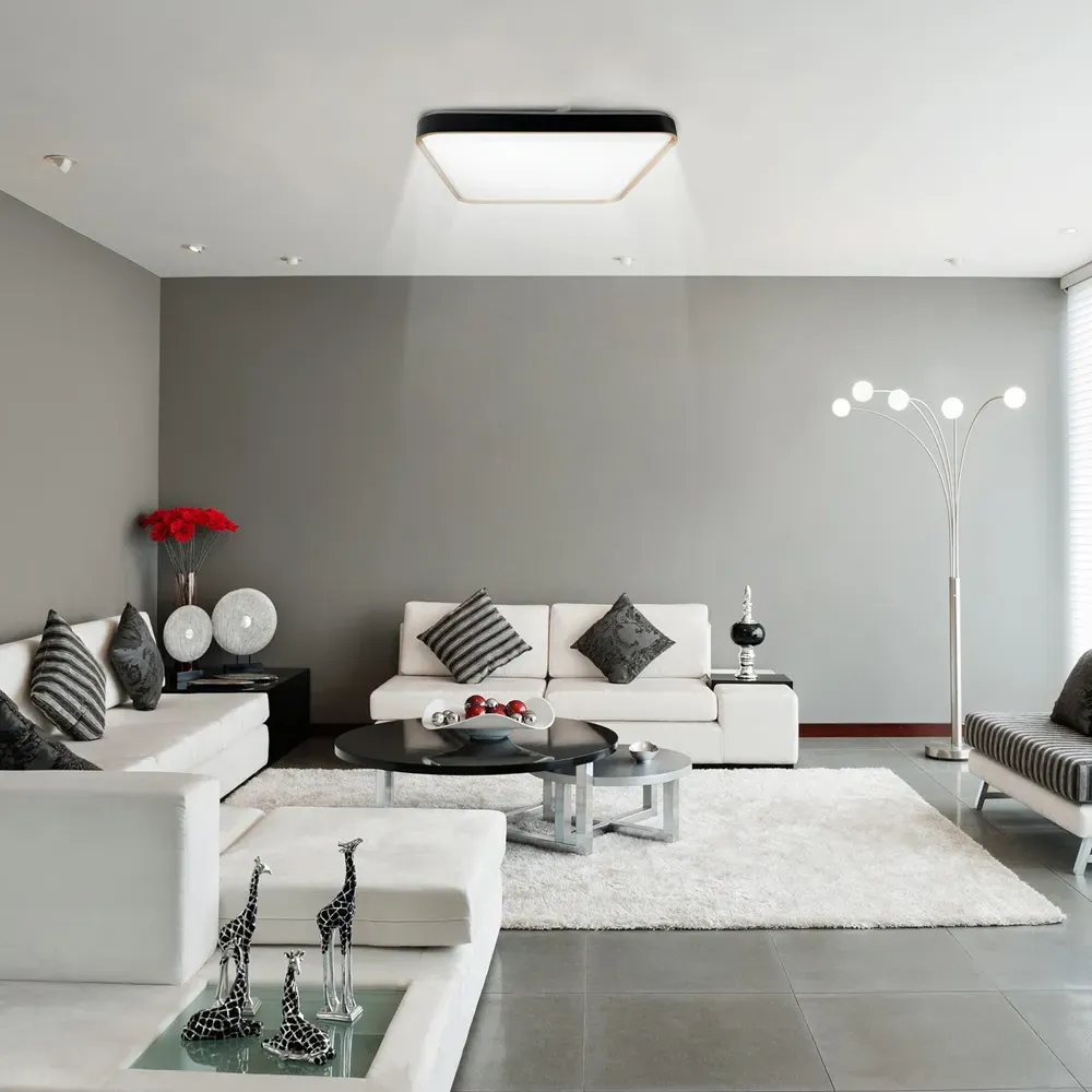 Black Edge Tri Tone Square Ceiling Downlight - White