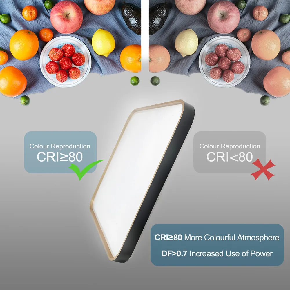 Black Edge Tri Tone Square Ceiling Downlight - White