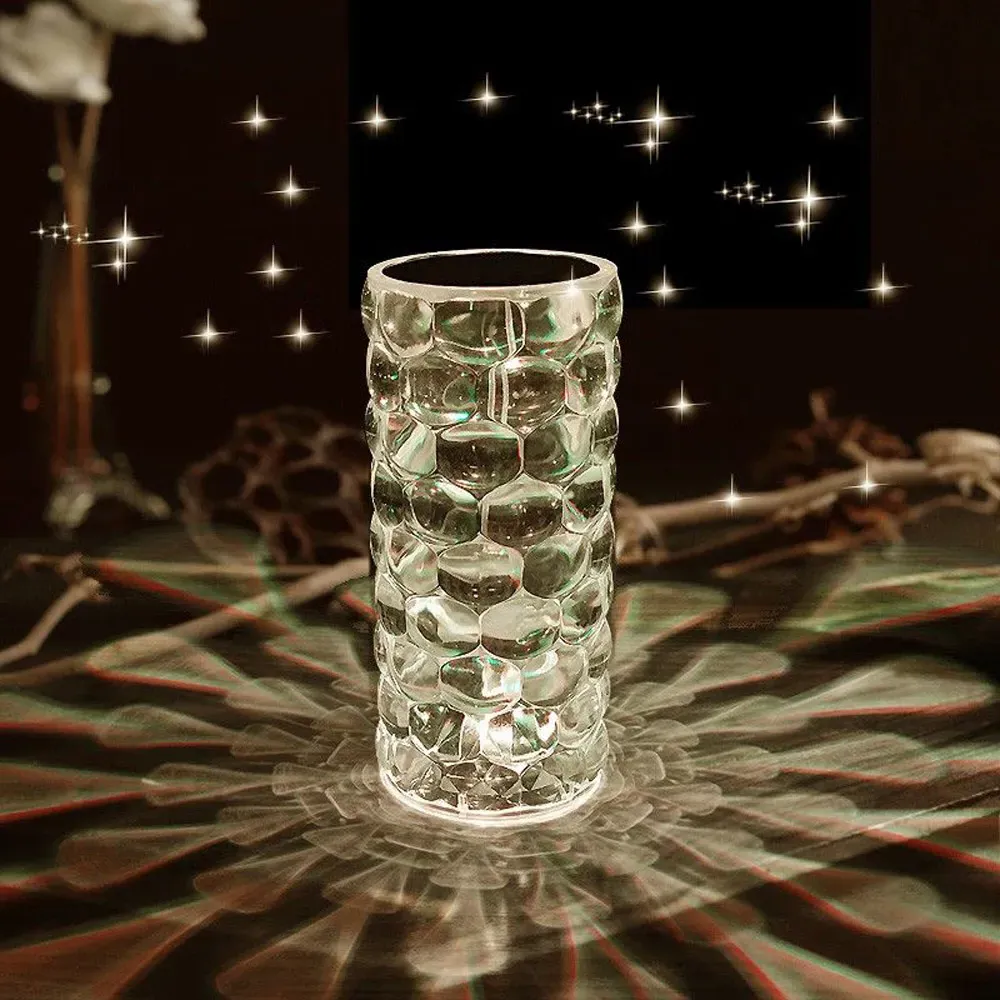 Cordless Cylindrical LED Desk Lamp with Crystal Texture