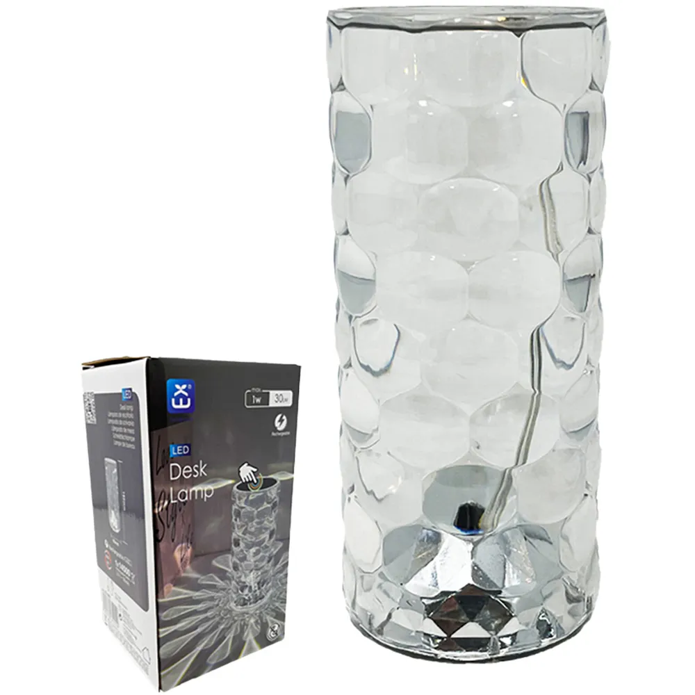 Cordless Cylindrical LED Desk Lamp with Crystal Texture