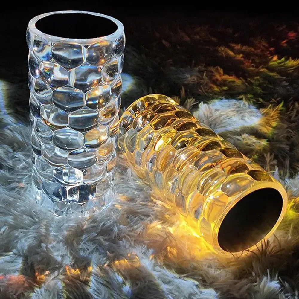 Cordless Cylindrical LED Desk Lamp with Crystal Texture