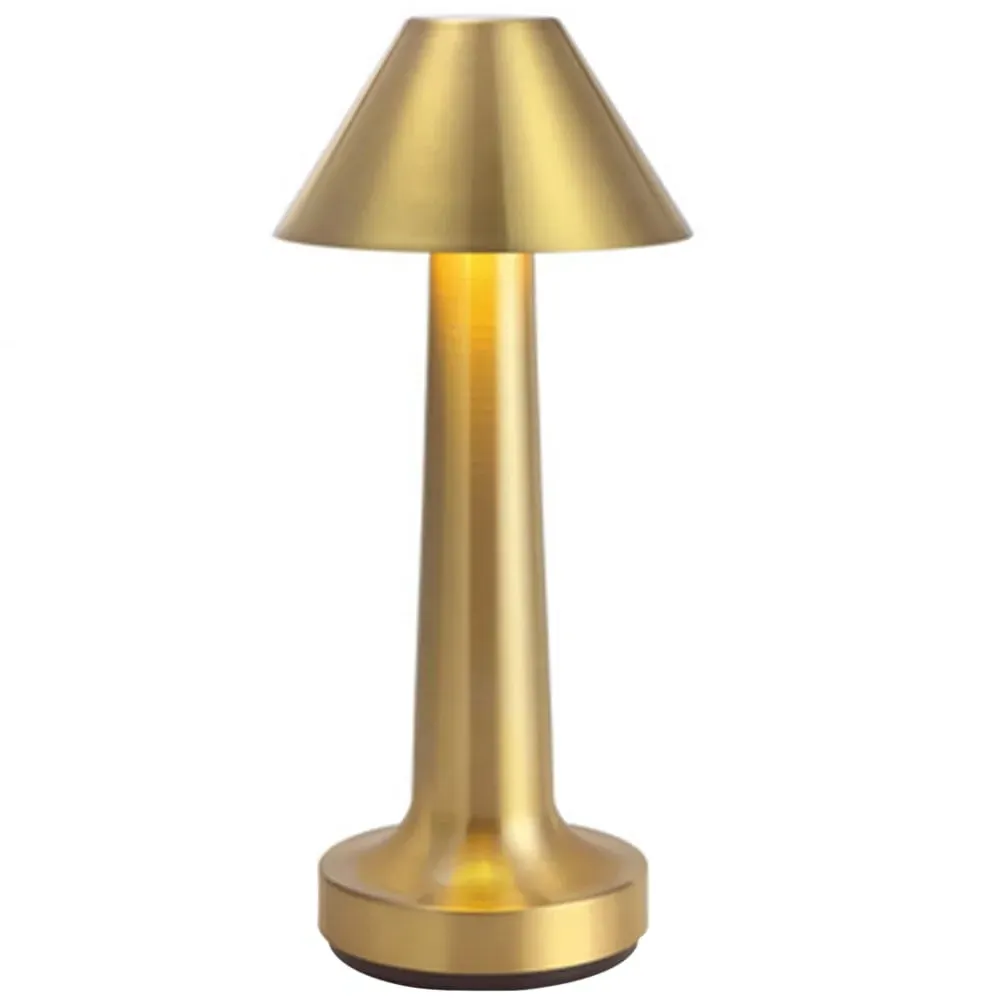Cordless Mushroom LED Desk Lamp - Gold
