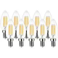 E14 6W LED Filament Candle Light Bulb 10 Pack - Warm White