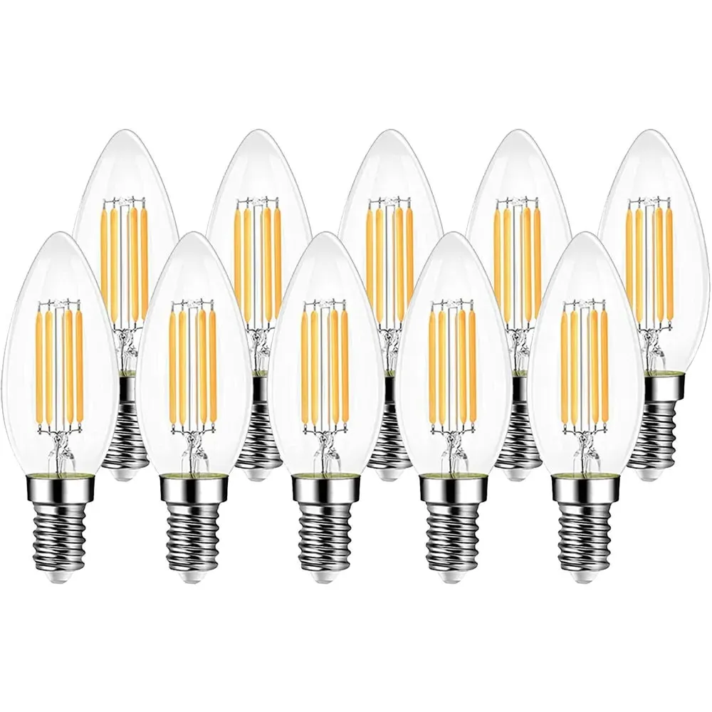 E14 6W LED Filament Candle Light Bulb 10 Pack - Warm White image