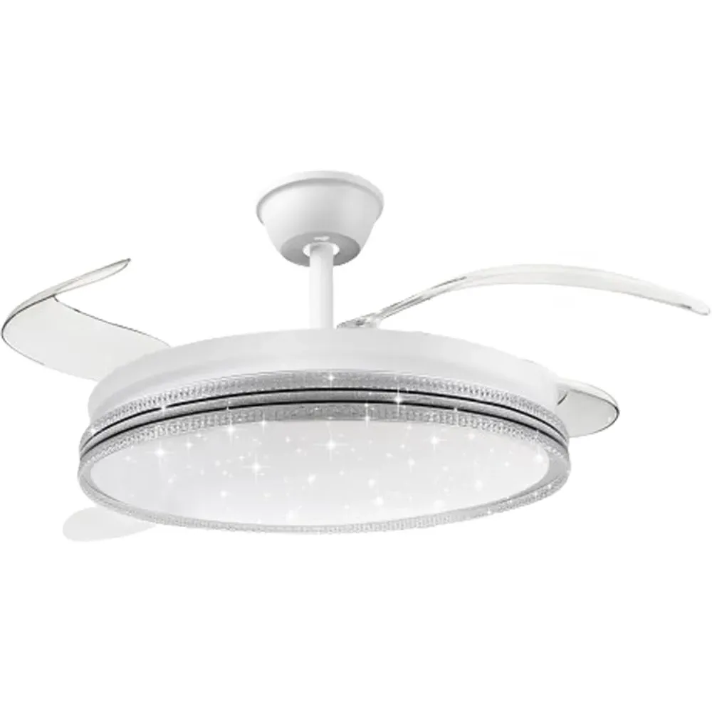 Glitter Edge 42 Inch Retractable Blades LED Ceiling Fan - White