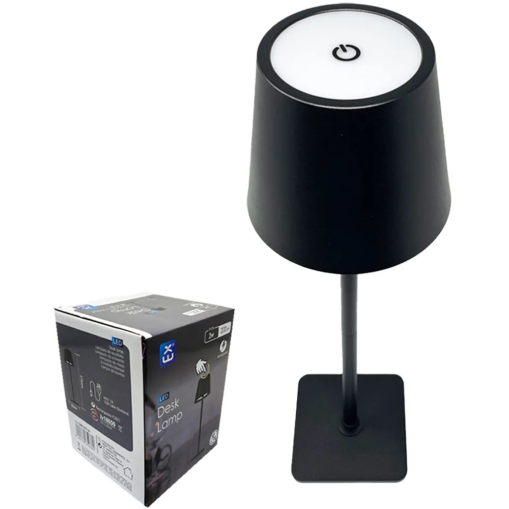 Rechargeable CCT LED Desk Lamp with Touch Dimmer - Black