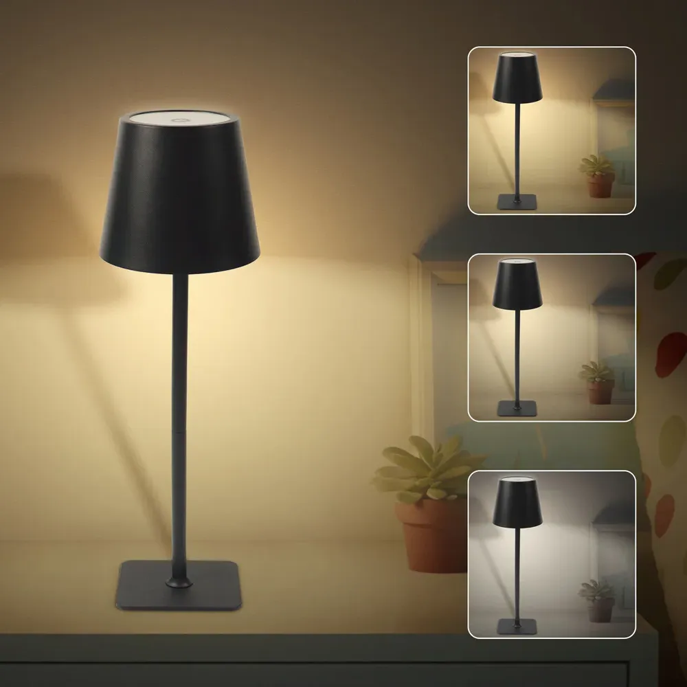 Rechargeable CCT LED Desk Lamp with Touch Dimmer - Black