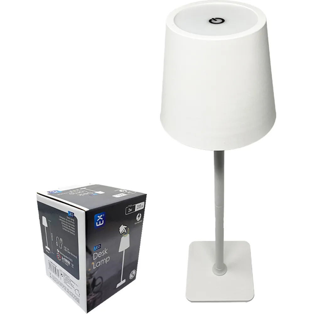 Rechargeable CCT LED Desk Lamp with Touch Dimmer - White