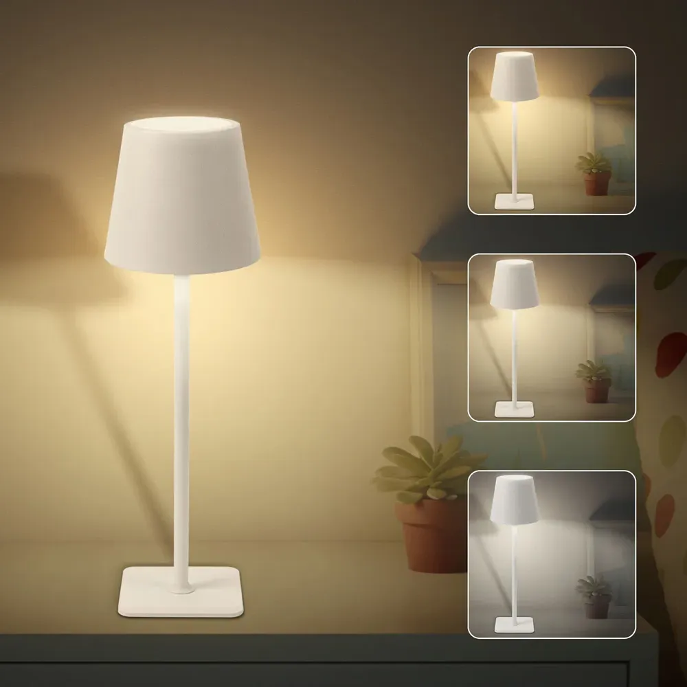 Rechargeable CCT LED Desk Lamp with Touch Dimmer - White