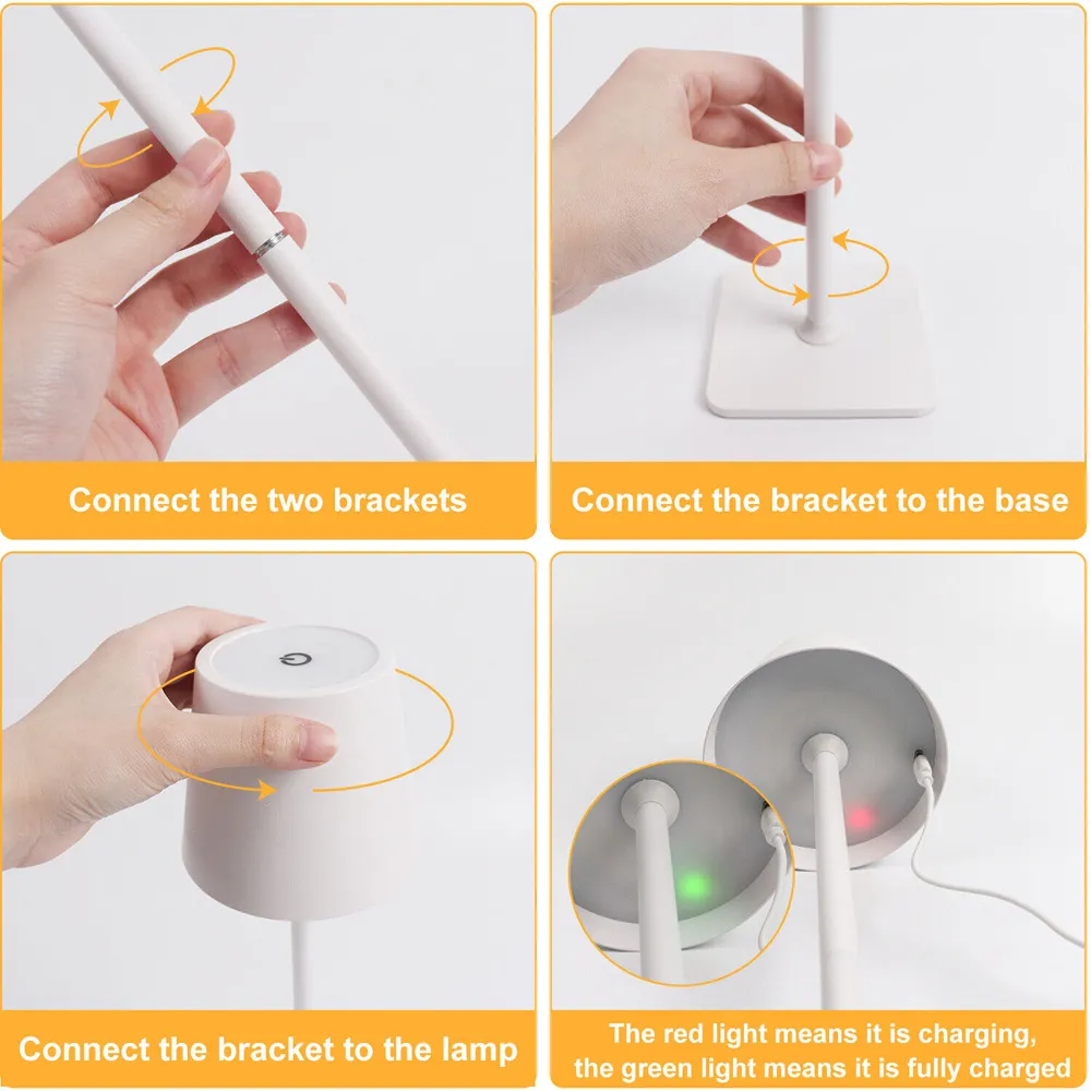 Rechargeable CCT LED Desk Lamp with Touch Dimmer - White