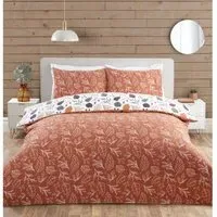 Autumnal Leaves Super King Duvet Cover Set - Rust