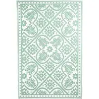 Green and White Tiles Outdoor Carpet - Green, PP