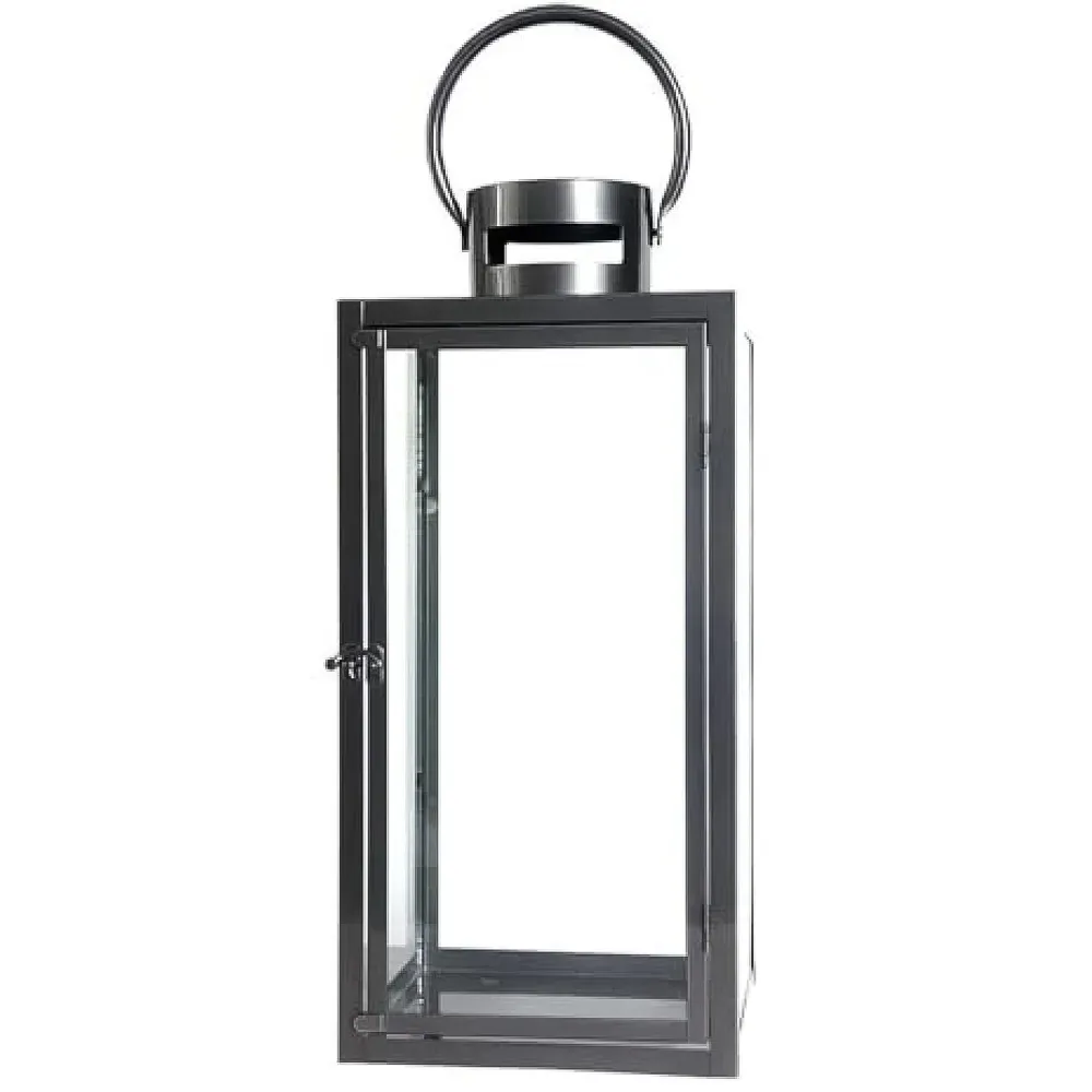 Large Candle Lantern - Anthracite, Iron and Glass