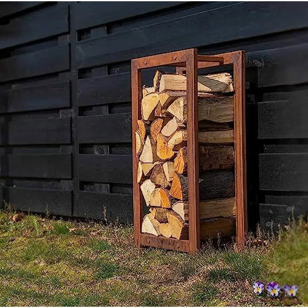 Medium Wood Storage Unit - Rust Finish, Iron