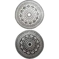 Round Decorative Outdoor Carpet - Black and White