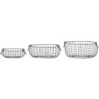 Set of 3 Oval Wire Storage Baskets