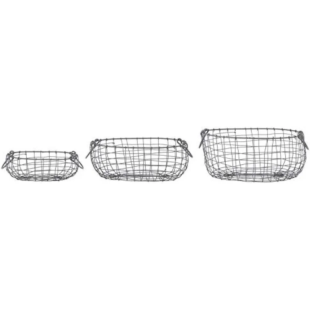 Set of 3 Oval Wire Storage Baskets image