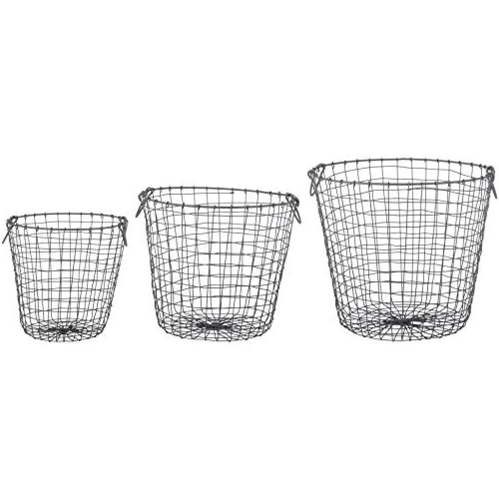 Set of 3 Round Wire Storage Baskets