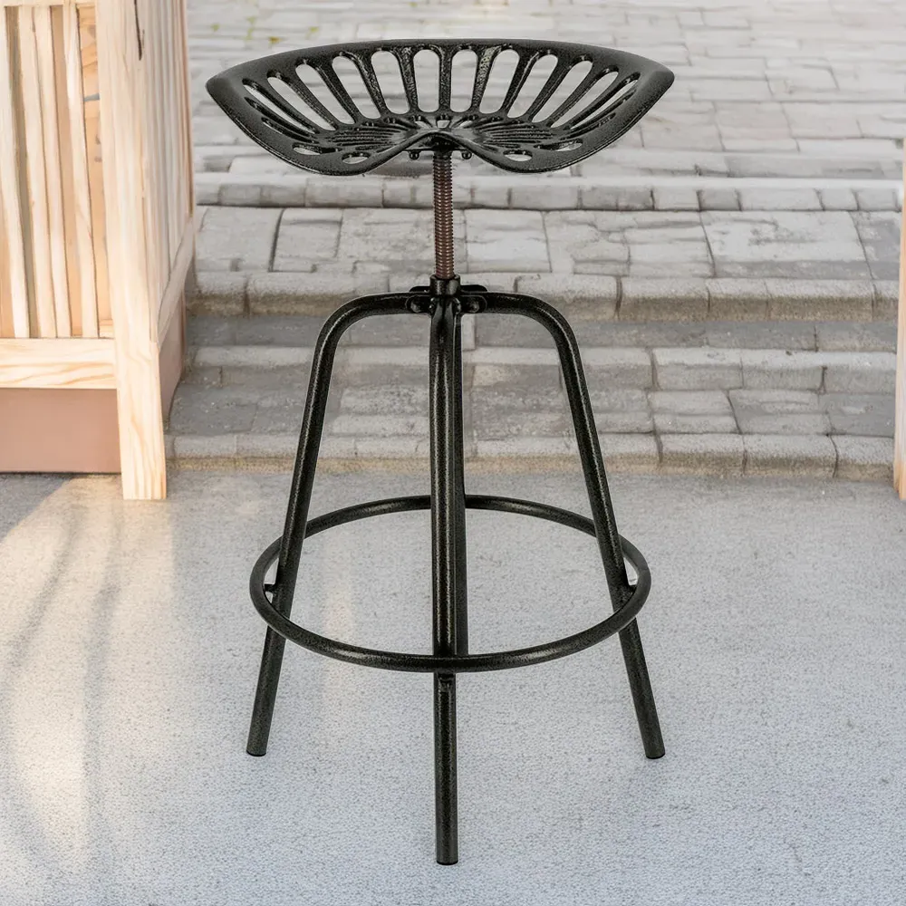 Tractor Height Adjustable Bar Stool - Black, Cast Iron