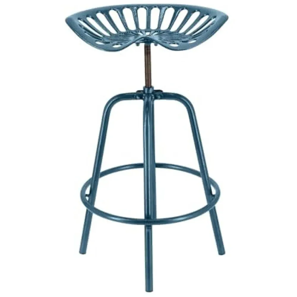 Tractor Height Adjustable Bar Stool - Blue, Cast Iron